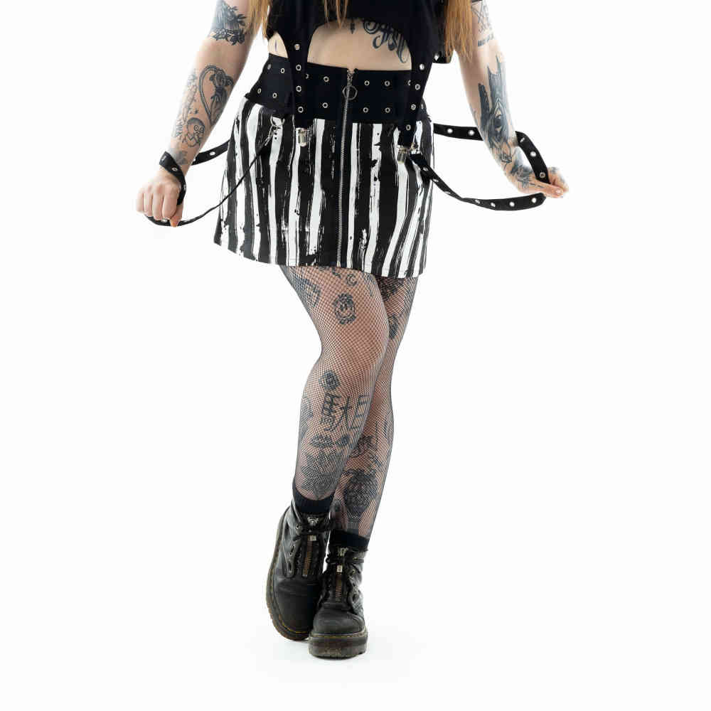 Chemical Black - Showtime Korte rok - Zwart/Wit